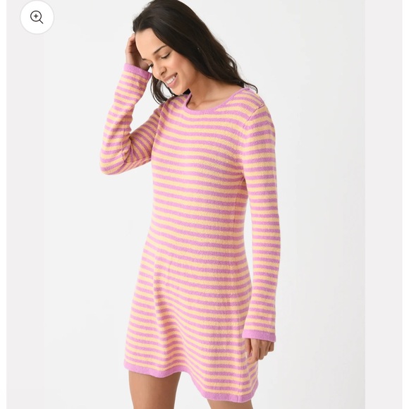 NWT Ciao Lucia Floriana Striped Sweater Dress Cutout Back Pink Yellow Size large - Picture 1 of 9